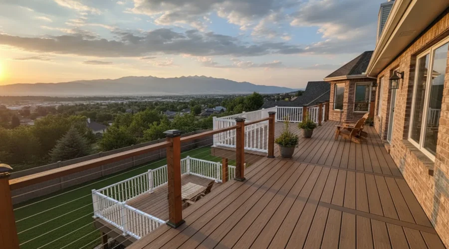Utah deck with cable and traditional railing styles