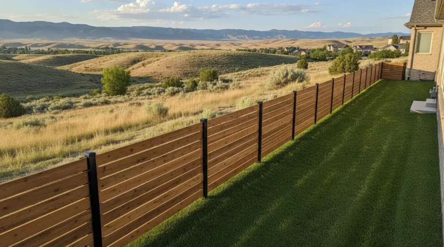 Custom residential fence beside a Utah home