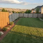 Wood and composite privacy fence styles in a Utah backyard